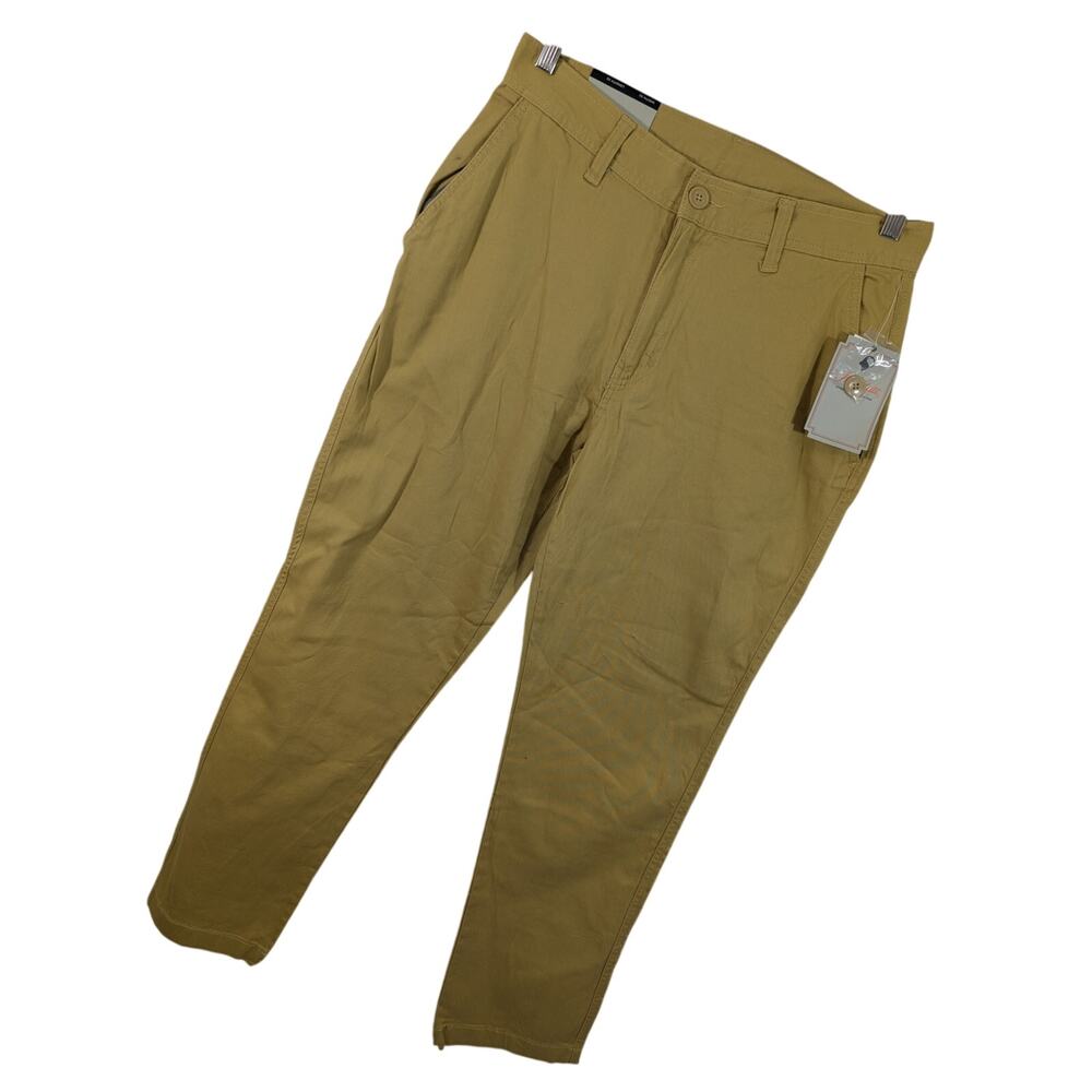 NWT! HALLSTATT/KOHL'S! PALE MUSTARD COTTON HIGH WAIST RELAXED PANTS! SZ 32 X 32